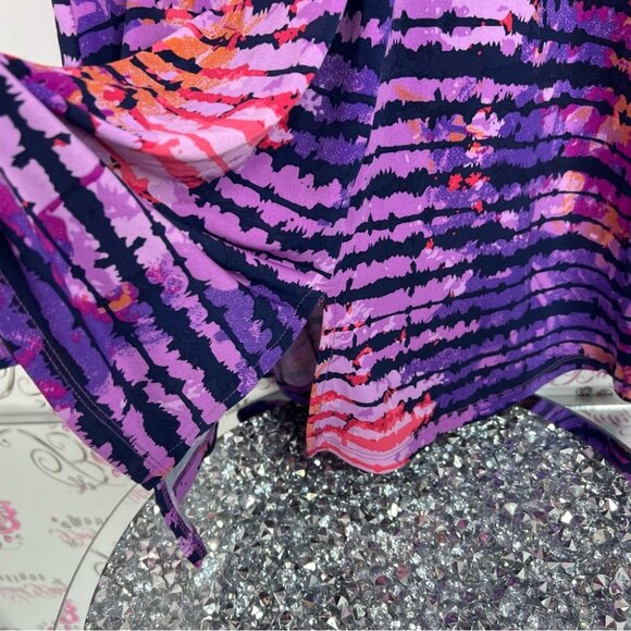 Allison Daley dress tie dye striped multicolor Purple Pink Tie-Dye Midi Dress - Picture 8 of 11